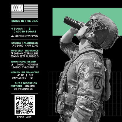 Echelon Pre-Workout Energy Drink | Watermelon Thai Chili | 12 Pack | Sustained Energy, Focus and Endurance Dietary Supplement | 300mg of Caffeine | Beta-Alanine, L-Theanine & Fiber | Vegan