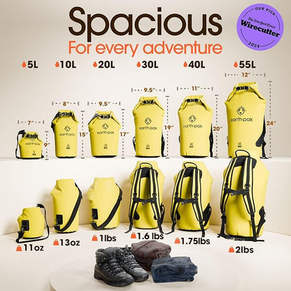 Earth Pak Waterproof Dry Bag - Roll Top Waterproof Backpack Sack Keeps Gear Dry for Kayak with Waterproof Phone Case
