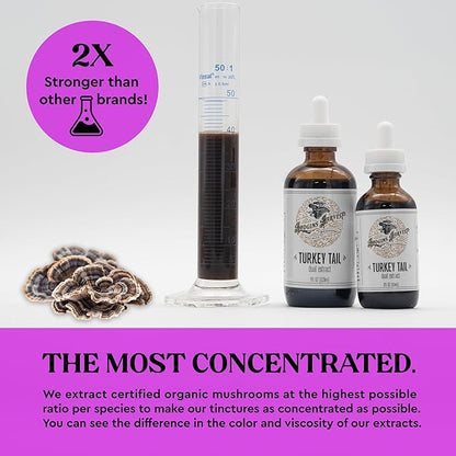 Hodgins Harvest Organic Turkey Tail Tincture | Made with Mushrooms Grown On Our Farm in The USA | Dual Extract | Extra-Concentrated (4 fl oz)