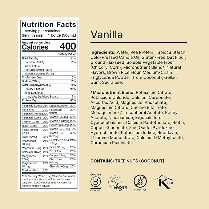 Huel Ready-to-Drink | Vanilla Meal Replacement Drink | High Protein Drink | Nutritionally Complete, Low Sugar, High Fiber, Plant Based, Vegan, Healthy | 20g Protein Per Bottle, 16.9 Fl Oz (12 Pack)