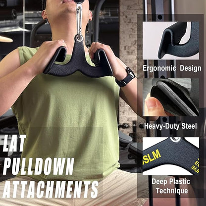 Lat Pulldown Bar - T Bar Row & Tricep Attachment for Home Gym Exercise