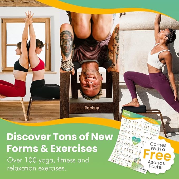 FeetUp - The Original Yoga Headstand Bench, Vegan Handstand Trainer Bench and Stand, Strength Training Inversion Equipment for Relaxation and Strength, Includes App & Starter Kit, #1 Worldwide