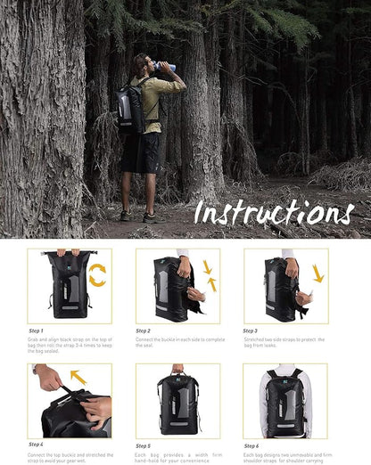 IDRYBAG Waterproof Backpack for Men 20L/30L/40L, Floating Dry Bag Kayak, Dry Backpack Hiking
