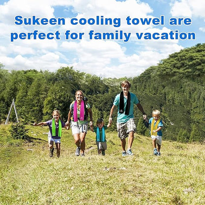 Sukeen 4Pack Cooling Towel (40"x12") for Neck and Face, Soft & Breathable Chilly Sports Towel, Quick-Drying Sweat Absorbing Cooling Neck Wraps with Cooling Tech. for Yoga, Sport, Running, Workout
