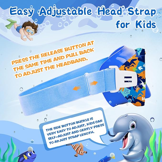 Kids Swim Goggles with Nose Cover, 180° Panoramic Snorkel Mask with Anti-Fog & Anti-Leak Design, Comfort Fabric Strap UV Protection Lens for Boys Girls Ages 3-15