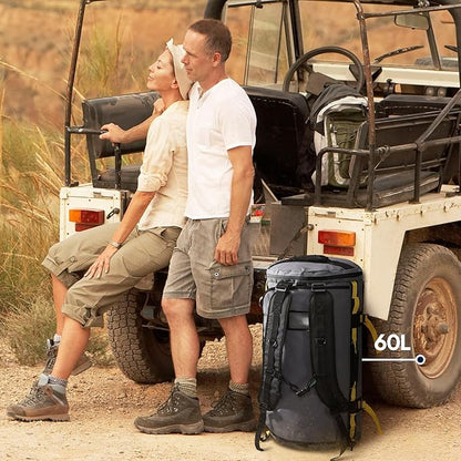 Haimont Large Duffle Bag Backpack for Travel, Men Women Duffel Backpack Bags with Shoes Compartment for Camping, Traveling, Sports, Trip, Water-resistant, 60L Grey