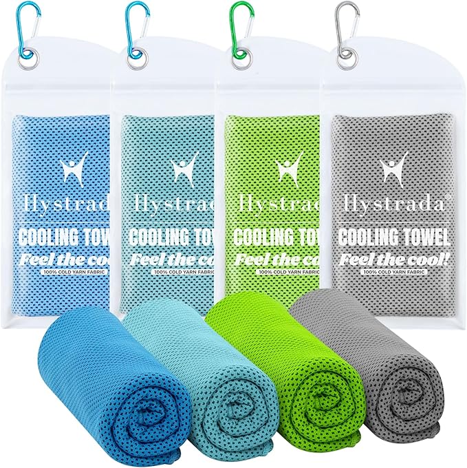 4 Pack Cooling Towels 40" x 12"-Cooling Scarf, Cold snap Cooling Towel for Instant Cooling Relief for All Physical Activities: Golf, Fitness, Camping, Hiking, Yoga, Pilates