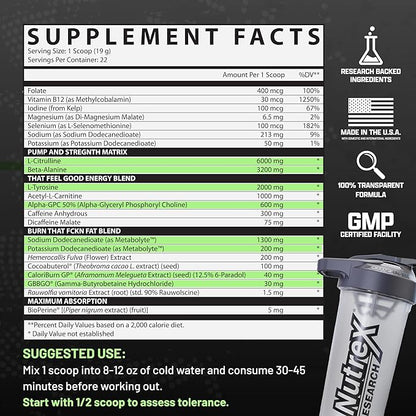 Nutrex Outlift Burn Pre-Workout Supplement for Energy, Focus & Endurance | Metabolyte, L-Citrulline, Beta-Alanine & Caffeine | Thermogenic Formula for Performance (22 Servings, Maui Twist)