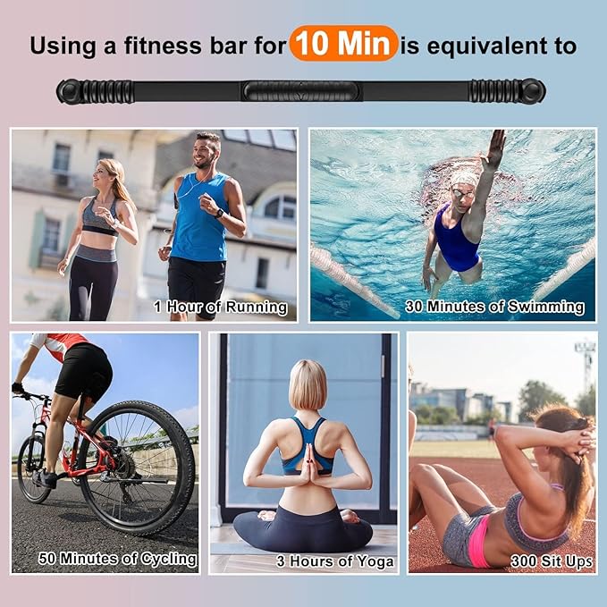 Fitness Exercise Bar,Elastic Fitness Bar,High Frequency Vibration Training Fat Buring Workout Bar for Yoga Pilates Sports,Power Twister for Arm,Abdominal Muscles Strength Exercises In Home Gym