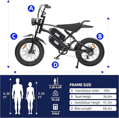 Electric Bikes for Adults,50-120Miles by Pas Ebikes,1000/15000W,720/1440WH E Dirt Bike,Shemano 7-Speed E Bikes,20'*4.0 Fat Tire Ebike,Dual Disc Brake Electric Motorcycle