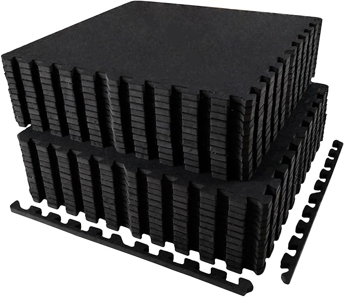 0.56in Thick 96 Sq Ft Exercise Equipment Mats 24 Tiles