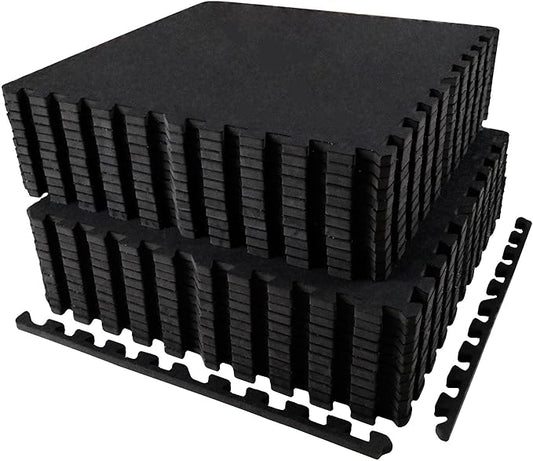 0.56in Thick 96 Sq Ft Exercise Equipment Mats 24 Tiles