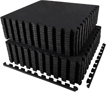 0.56in Thick 96 Sq Ft Exercise Equipment Mats 24 Tiles