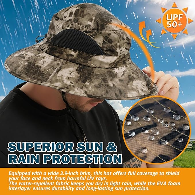 EINSKEY Wide Brim Sun Hat, UPF 50+ UV Protection Waterproof Packable Bucket Hat for Men & Women, Fishing Hiking Beach Garden