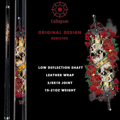 Collapsar CBP Pool Stick with 1X1 Hard Case,13mm Tip with Low Deflection Technology Billiard Cue,58" 2-Pieces 19-21 oz Professional Pool Cue Set