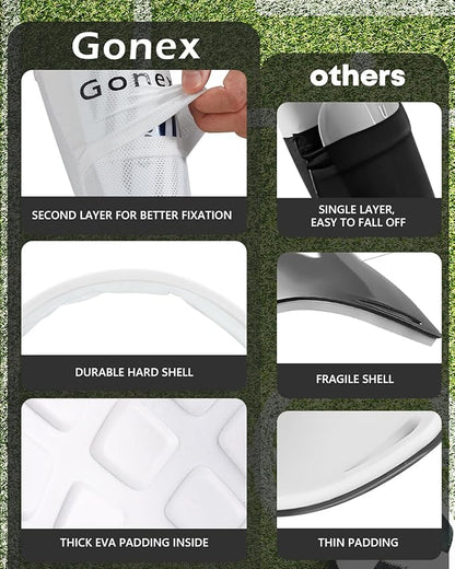 Gonex Soccer Shin Guards for Kids Adult, Youth Boys Girls Shin Guards Slip in Soccer Shin Pad Sleeves Canilleras for Football Games, EVA Cushion Protection Reduce Shocks & Injuries