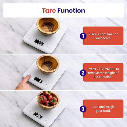 Etekcity Food Kitchen Scale, Digital Grams and Ounces for Weight Loss, Baking, Cooking, Keto and Meal Prep, LCD Display, Medium, White