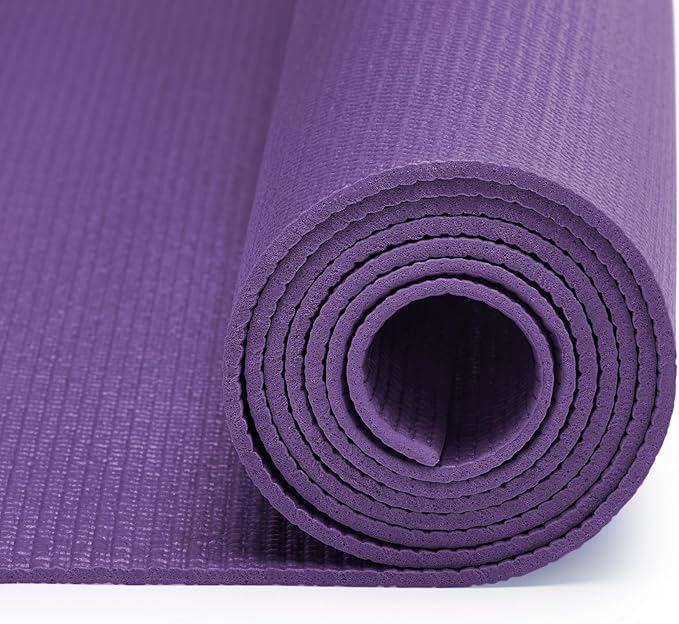 Sunny Health & Fitness Non-Slip Yoga Mat – Durable, Anti-Tear, Lightweight, Cushioned Support for Yoga, Pilates, Stretching Exercises, Meditation and Floor Workouts | Multiple Sizes & Colors