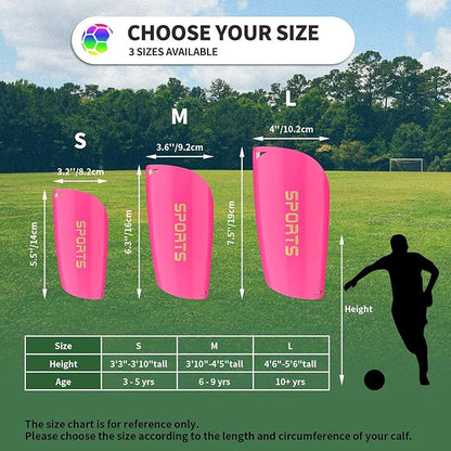 Kids Youth Soccer Shin Guards with Sleeves, Slip in Shinguards Soccer Shin Pads for 3-15 Years Old Boys Girls Child Teens