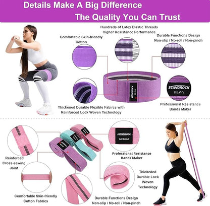 Fabric Resistance Bands for Working Out, 3 and 4 Levels Booty Bands Long Resistance Bands for Women and Men | Elastic Bands for Exercise Bands Resistance Workout Bands Resistance
