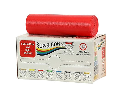 FEI 10-6312 CanDo Sup-R Latex Free Exercise Band, 6 yd Roll, Red, Light