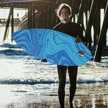 36” Skipper Skimboard with High Gloss Coat Wooden Skim Boards for Beginners, Teenagers and Adults Beach Skimboard 3 Color Traction Pad to Choose