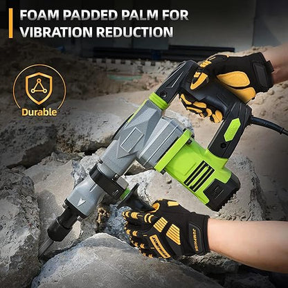 JUMPHIGH Safety Work Gloves, Synthetic Leather Impact-Resistant Heavy Duty Mechanic Gloves, Sensitive Touch Screen, Flexible Grip Gloves for Work (L)