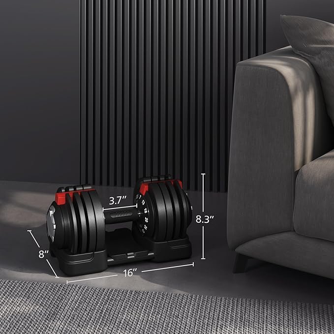 Yaheetech Adjustable Dumbbell Set 28/40/52.5/90LBS Adjustable Dumbbells Fast Adjust Dumbbell Weight Set with Anti-Slip Handle and Tray for Men/Women Home Gym Strength Training Equipment Single/Pair