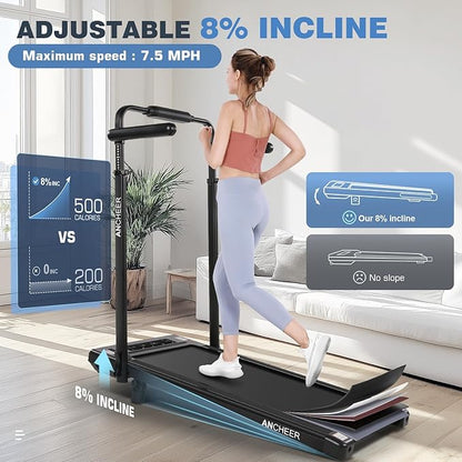 Walking Pad Treadmill with Desk Workstation,3.0 HP Foldable Treadmills with 12% Incline & Handle Bar,300lbs Capacity,2s Folding,Ultra-Quiet,Small/Compact Under Desk Treadmills for Home Ofiice