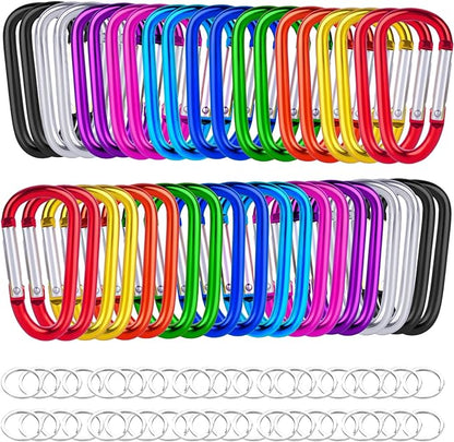 40 Pack 2" Aluminum Carabiner Clip D Ring Carabiners Small Carabiner Keychain Spring Snap Hooks, Mini Carabiner Clip Set for Keys, Dog Leash, Camping Hiking Accessories
