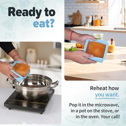 2-Cup Silicone Freezer Trays with Lids – Perfect for Meal Prep, Portion Control, and Easy Freezing-Meal Prep Container Molds for Soup,Leftovers (Aqua, 2 Pack)