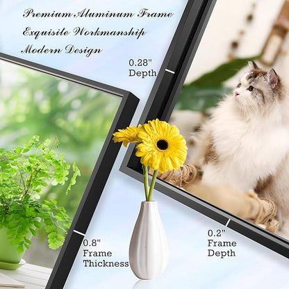 30x36 Inch Black Bathroom Mirror for Wall, Aluminum Frame Rectangle Rectangular Vanity Mirror, Modern Large for Bedroom, Living Room, Horizontal or Vertical