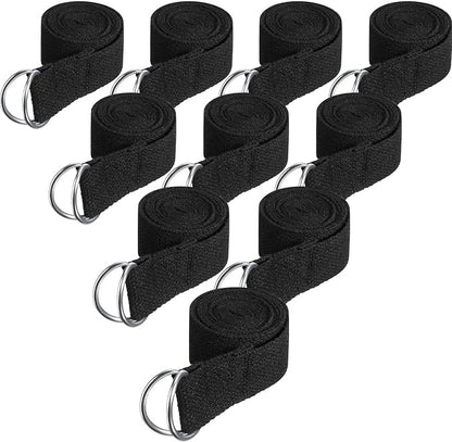 Jerify 10 Pcs Yoga Strap for Stretching Bulk 6ft Exercise Stretch Band with Metal D Ring Adjustable Pilates Non Elastic Yoga Stretch Belt for Women Men Physical Fitness Gym Workout Dance