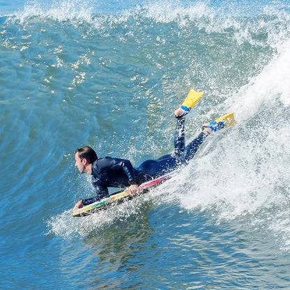 Goplus 41''/37''/33'' Lightweight Body Board for Beach, Surf Board with EPS Core, XPE Deck, HDPE Slick Bottom, Wrist Leash, Bodyboard for Kids Adults Surfing