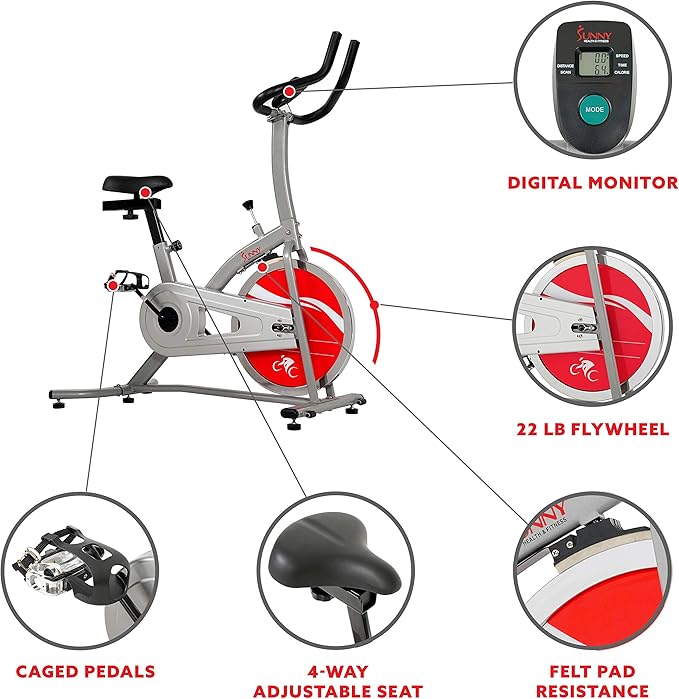 Sunny Health & Fitness ACTIVE Series Smart Exercise Bike with SunnyFit App Connection