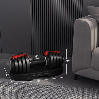 Yaheetech Adjustable Dumbbell Set 28/40/52.5/90LBS Adjustable Dumbbells Fast Adjust Dumbbell Weight Set with Anti-Slip Handle and Tray for Men/Women Home Gym Strength Training Equipment Single/Pair