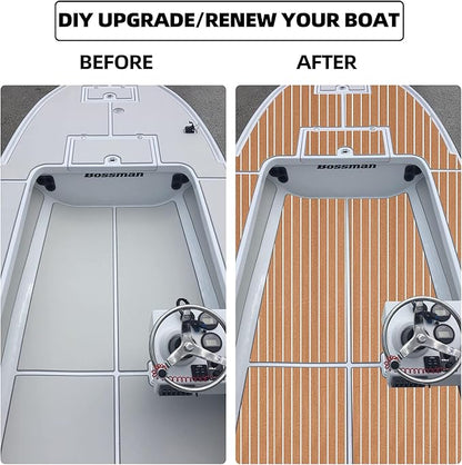 FOCEAN Boat Flooring EVA Foam Boat Decking Faux Teak Marine Flooring Boat Mat Boat Carpet Sheet for Motorboat RV Yacht Kayak Surfboard, 94.5"x 47.2"/35.4"/23.6"/15.7"