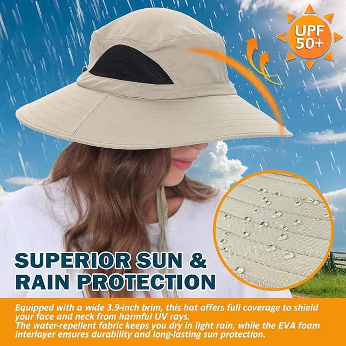 EINSKEY Wide Brim Sun Hat, UPF 50+ UV Protection Waterproof Packable Bucket Hat for Men & Women, Fishing Hiking Beach Garden