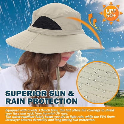 EINSKEY Wide Brim Sun Hat, UPF 50+ UV Protection Waterproof Packable Bucket Hat for Men & Women, Fishing Hiking Beach Garden