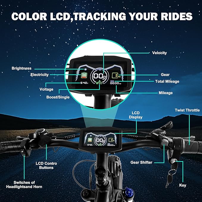 Electric Dirt Bike, 5000W Peak Dual Motor EBike for Adults, 60V 25AH Battery Electric Bike with 40-50MPH Mountain AWD 21-Speed Snow, 26" x 4.0 Fat Tire, Long Range Off-Road