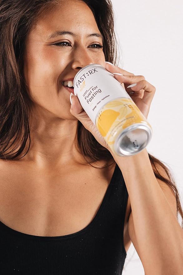 FASTRX Meyer Lemon Sparkling Fasting Electrolyte Drink – Hunger Suppressant, Includes Essential Electrolytes and Vitamins, De-Sugared Lemon Juice – Zero Sugar, 16 Fl Oz, Pack of 12