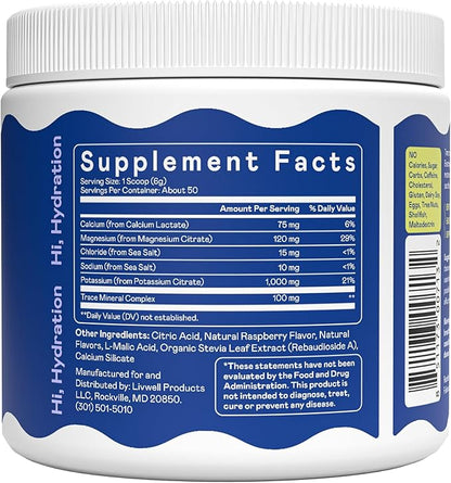 Hi-Lyte Keto & Performance - K1000 Electrolyte Powder Mix - Blue Raspberry - 1000mg Potassium + Magnesium, Calcium, Trace Minerals - Keto Drink for Cramp Support, Fasting, Recovery - No Sugar/Carbs