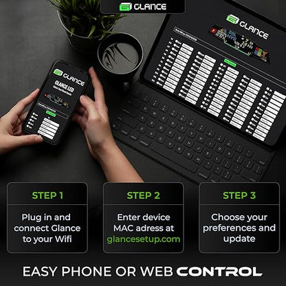 Glance LED Ticker: Real-Time Sports, Stock & Crypto Updates|No Subscription Required|Smart Clock|Home, Office & Man Caves|Great Gift Sports Fans & Investors Black 13/inch x 7/inch SN2000