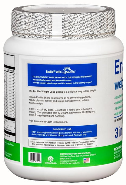 Enable Weight Loss Shake - Delicious Vanilla Flavor for Healthy & Satisfying Meal Replacement, 2lb 8oz