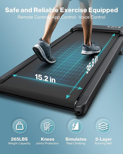 COZYINN 10% Incline Walking Pad - 2.5HP 4MPH/7.6MPH 265/340+lb Capacity Treadmills for Home, Portable Foldable Adjustable Incline Treadmill with Wide Running Area, Mute Control, Works with KINOMAP
