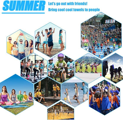 Biange Cooling Towel (Pack of 20, 40"x12") with Pouches for Sports, Workout, Fitness, Gym, Yoga, Golf, Pilates, Travel, Camping & More