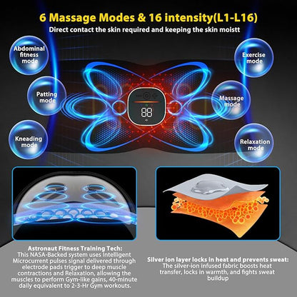 FDA Cleared - Heated EMS Abs Stimulator Abdominal , Ab Stimulator Muscle Toner with Heat for Belly Fat loss, ab belt muscle stimullator for Stomach Smooth & Firming, Fitness Workout for Home/Gym Use