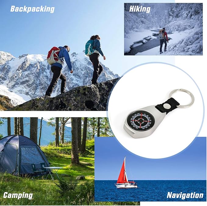 2 Pack Style Key Ring Compass