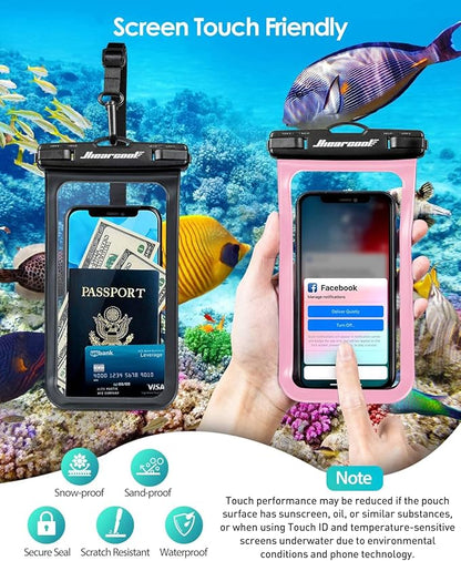 Hiearcool Universal Waterproof Case, Waterproof Phone Pouch Compatible for iPhone 17 16 15 14 13 Pro Max XS Plus Samsung Galaxy S22 Cellphone Up to 8.3", IPX8 Cellphone Beach Bag for Travel - 2 Pack