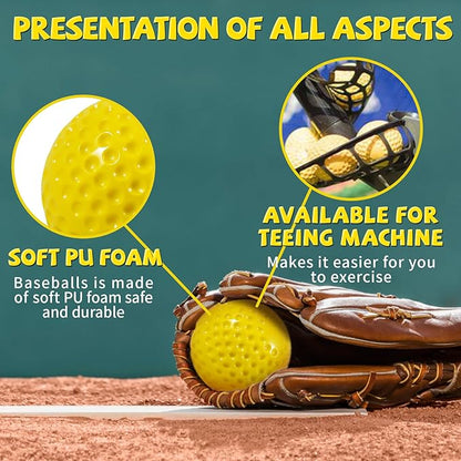 24 Pack Bucket of Dimpled Baseballs for Pitching Machine - Practice Balls for Hitting and Fielding, Rubber Baseballs for Hand-Eye Coordination